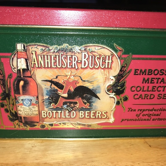 Vintage 1996 Anheuser-Busch Embossed Metal Collector Tin 10 Card Set Budweiser - Picture 5 of 11
